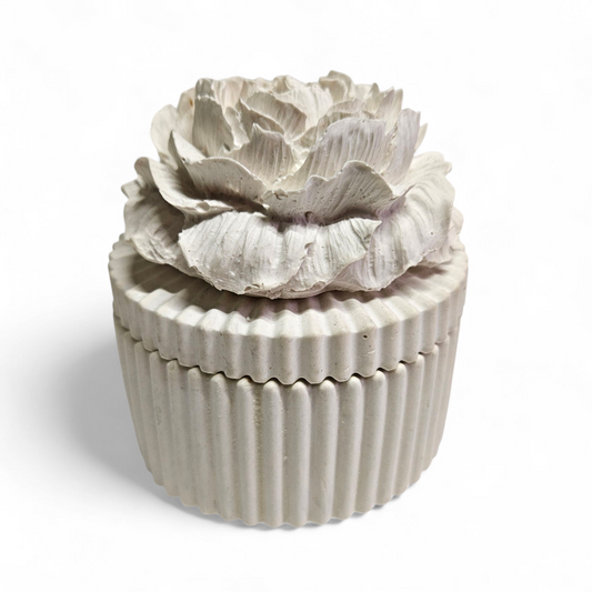Striped Vessel with Peony Diffuser Lid