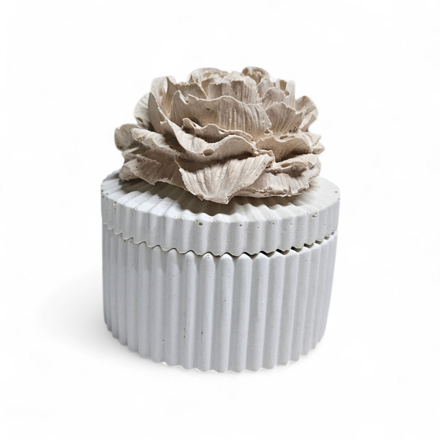 Striped Vessel with Peony Diffuser Lid