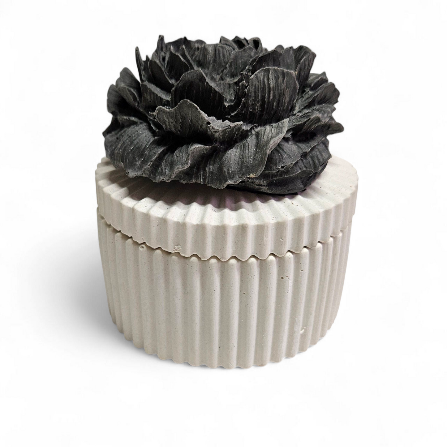 Striped Vessel with Peony Diffuser Lid