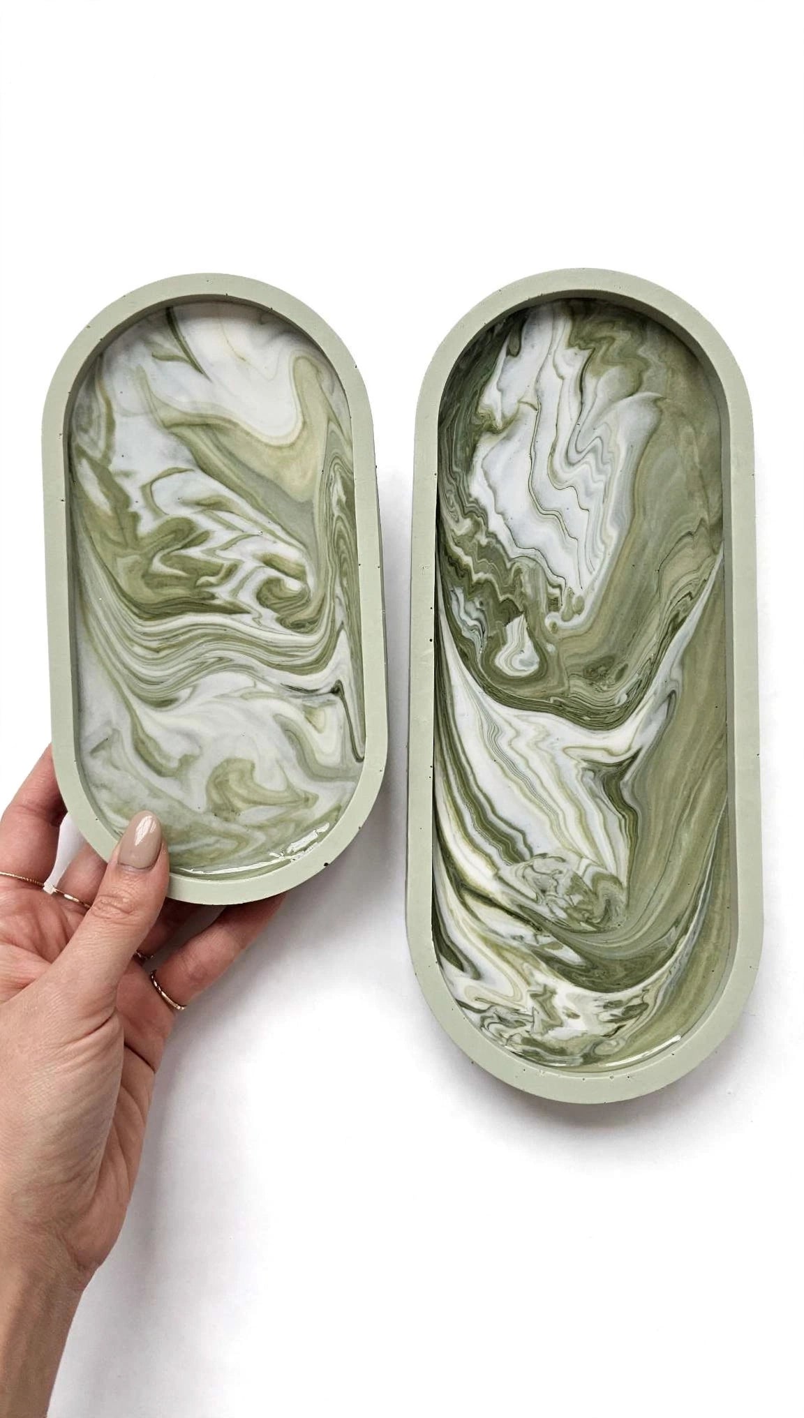 Sage and ivory marbeled Tray